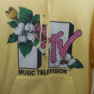 MTV | Adult XXL Music Television Flower Floral Hoodie Sweatshirt Yellow